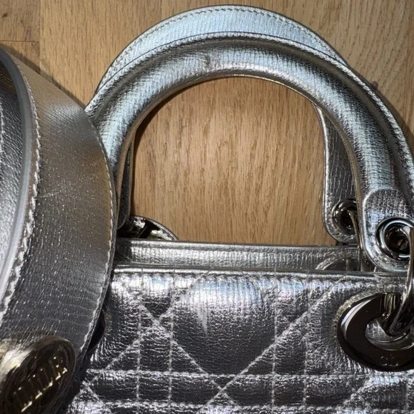 Dior Silver Mini Bag with Quilted Cannage Pattern - Picture 3 of 17